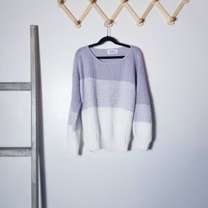 ARIELLE KNIT SWEATER GRAYISH PURPLE WHITE EST SIZE MED